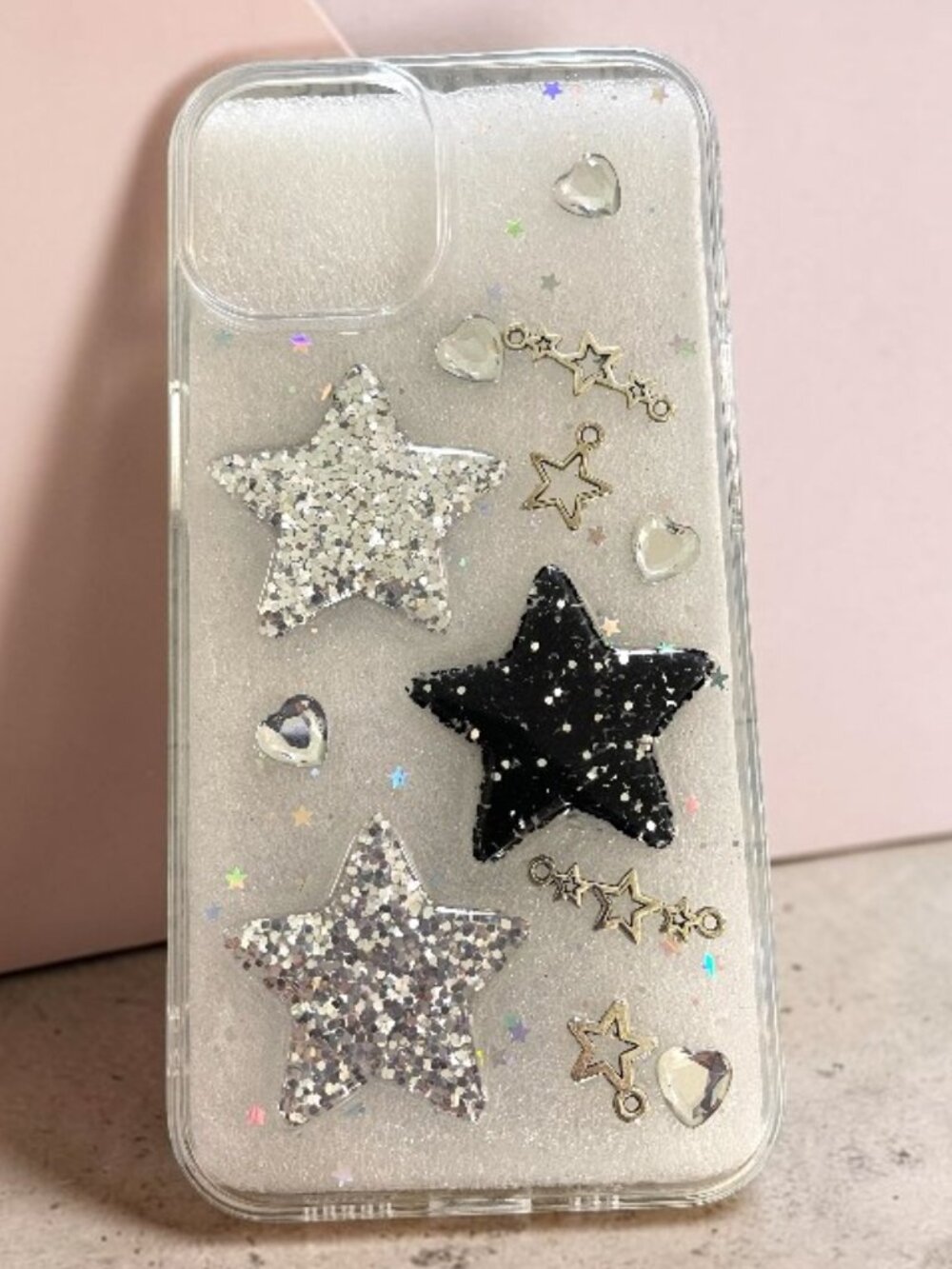 NEW LolaGigi Clear Gel Bling iphone 13 Case Stars Hearts and Charms